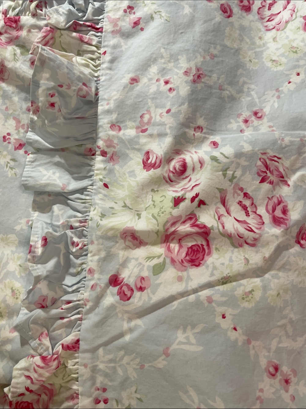 Floral Duvet Cover with Ruffle Shams Set - Light Blue & Pink Granny/Shabby chic - Picture 8 of 8